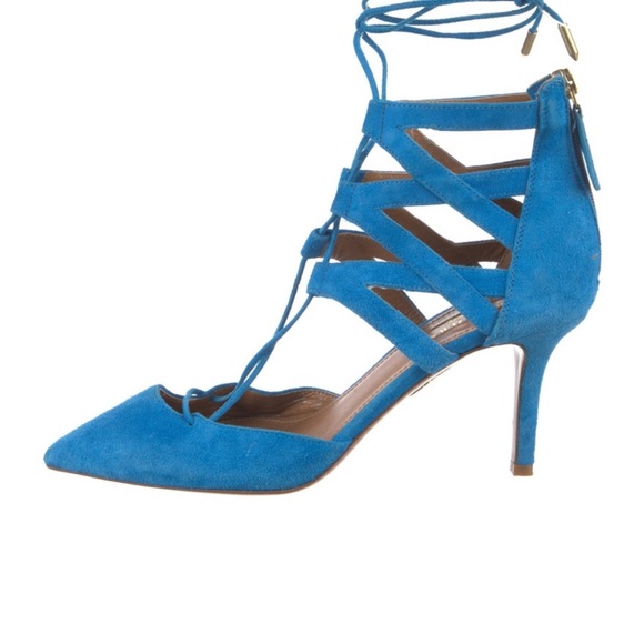 Last chance! Aquazzura blue belgravia heels 6.5 36.5 - Picture 3 of 6